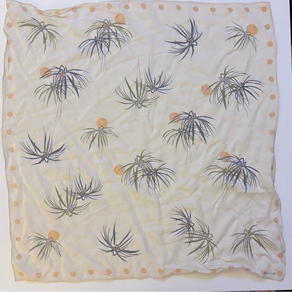 Madewell Sheer Silk Scarf with Palm and Dot Design
